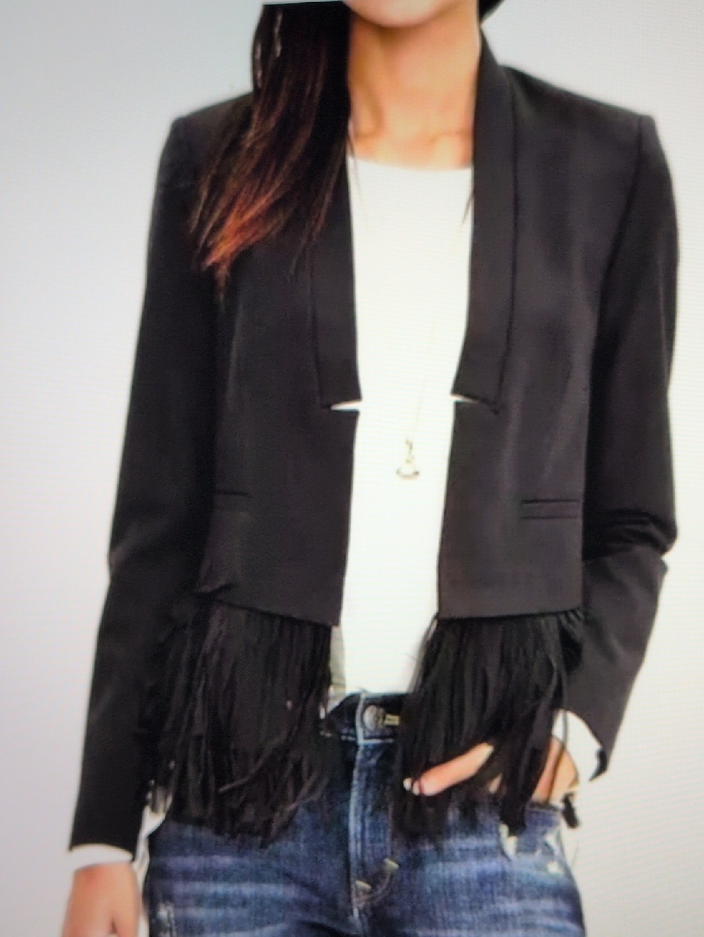Banana Republic Wool Fringe Hemed Blazer